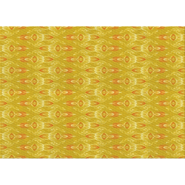 Ahgly Company Tapis Rectangulaire d'Intérieur Lavable en Machine Jaune Transitionnel, 5 Pieds x 7 Pieds