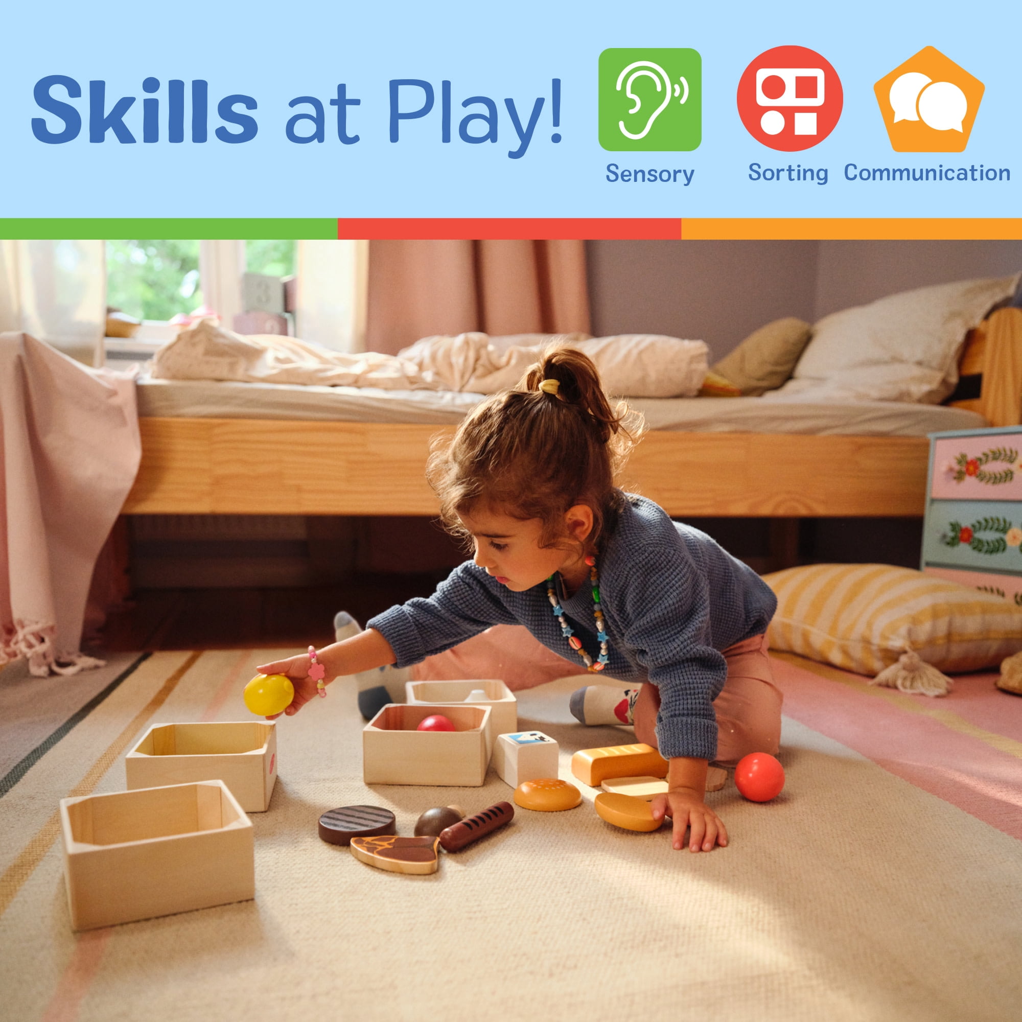 Melissa & Doug Food Groups - 21 Wooden Pieces and 4 Crates, Multi