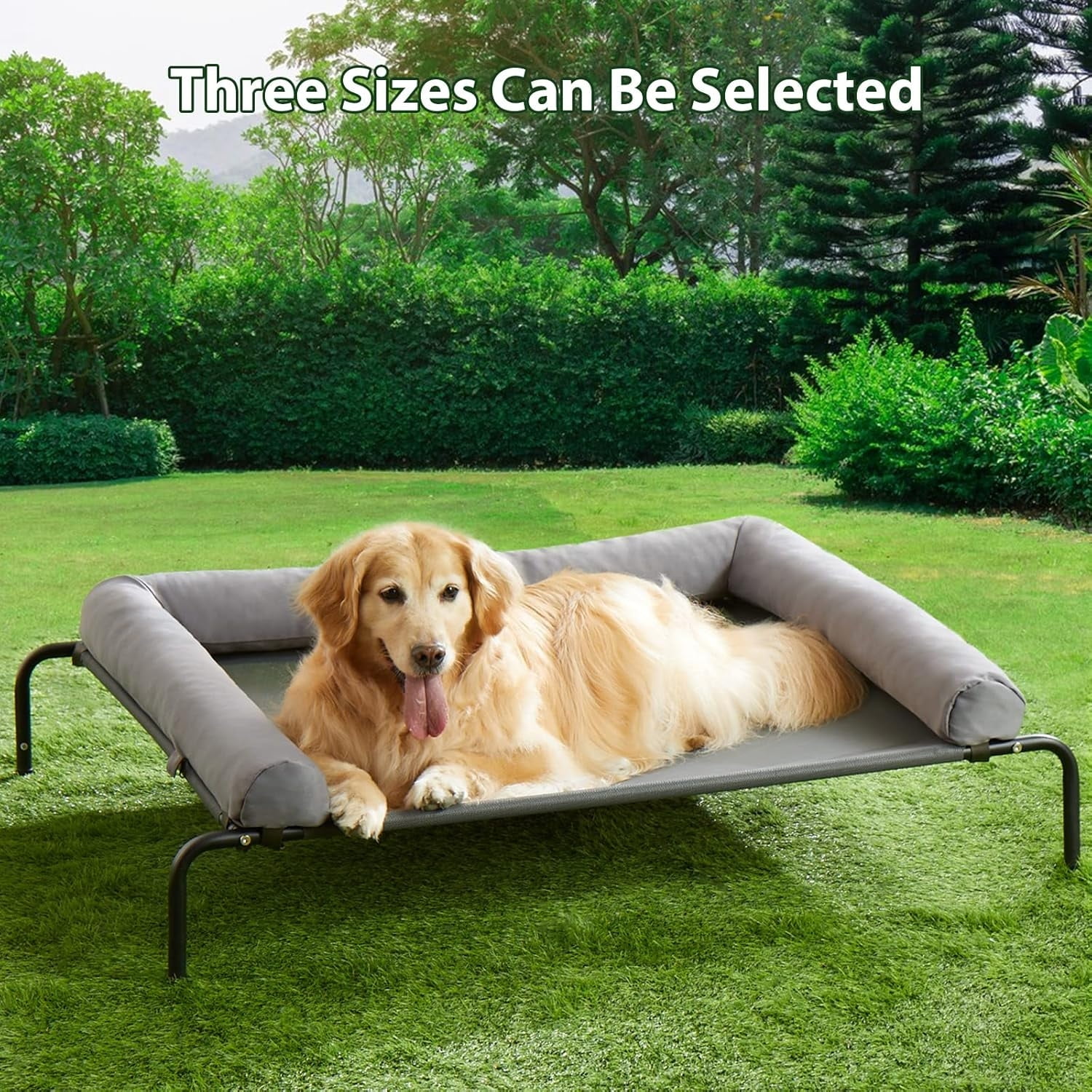 WNPETHOEM Dog Elevated Cooling Dog Bed, Raised Dog Cots Beds for Large Dogs, Outdoor Pet Bed for Large Dogs, Chew Proof Portable Cooling Pet Cot Skid-Resistant Feet, Frame with Breathable Mesh