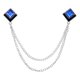 thumbnail image 1 of Uxcell Gem Chain Brooch Pins, Pin de Broche de Cadena Colgante, Insignia de Cristal Cuadrado para Hombres y Mujeres, Camisas, Tuxedo, Bufanda, Tono Plateado (Azul), 1 of 7