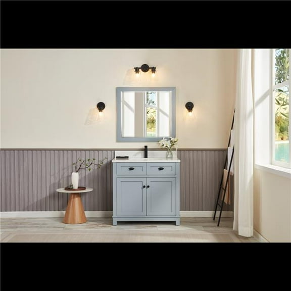 Legion Furniture WS2515-36-CD 36 in. Cadet Finish Solid Wood Sink Vanity, 1 ft. Artificial Stone Top