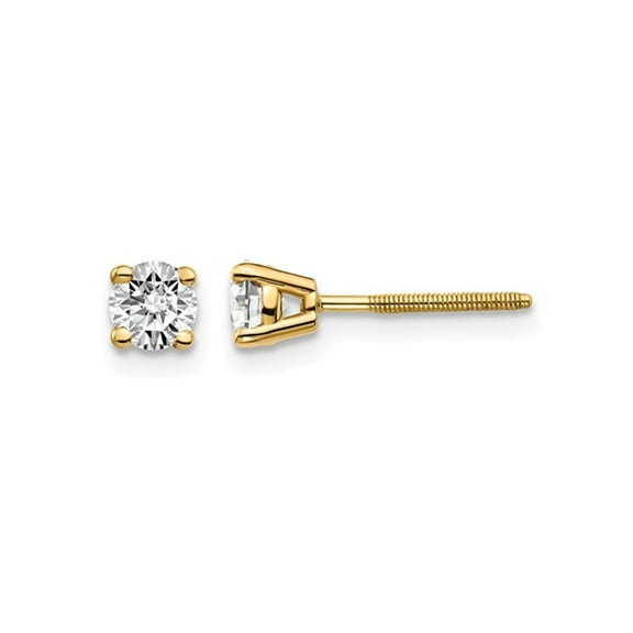 1/2 Carat (Ctw VS2-SI1, D-E-F) Lab Grown Diamond Solitaire Stud Earrings in 14K Yellow Gold with Screwbacks for Women