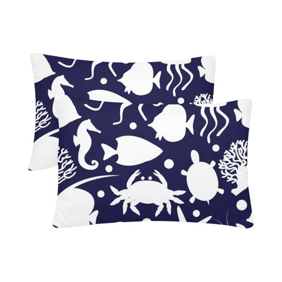 YUSDECOR Funny Sea Animals Pillowcase Pillow Protector Cushion Cover 20x30 inch,Set of 2