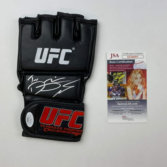 Autographed/Signed Dustin Poirier The Diamond Black UFC MMA Glove Ultimate Fighting Beckett BAS COA