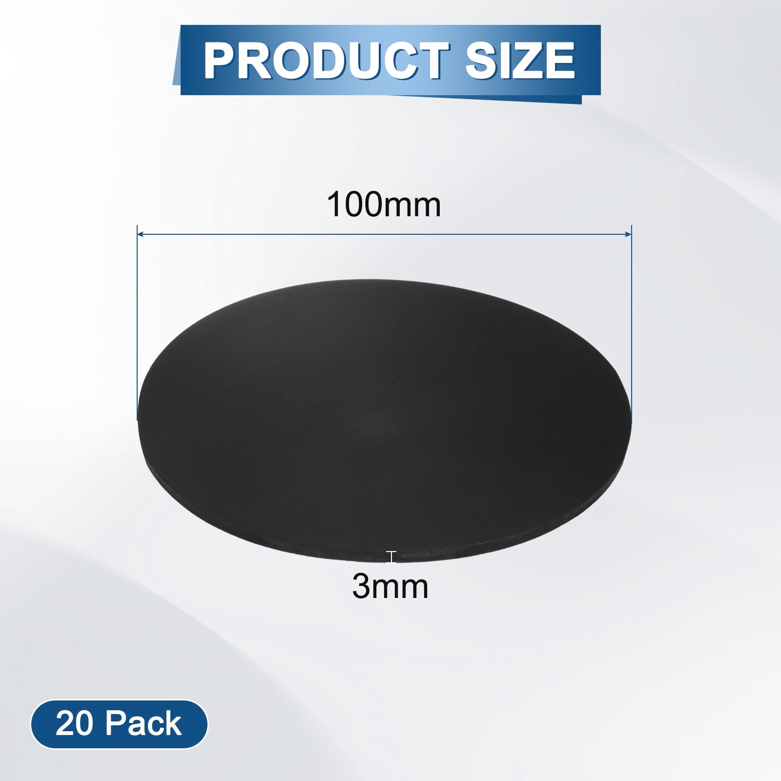 Uxcell 20-Pack Rubber Solid Discs Washers 100mm OD x 3mm Thick for HVAC Black