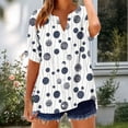 thumbnail image 2 of Camisetas Casuales de las Mujeres con Cuello en V Manga Corta Suelta de Moda Botón de Verano Impresa Camiseta, 2 of 5