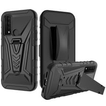 for TCL 20XE TCL 20 XE Heavy Duty Shock Absorption Kickstand Armor Case with Belt Swivel Clip Holster Cover with Tempered Glass