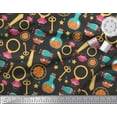 thumbnail image 2 of Soimoi Black Cotton Voile Fabric Magic Bottle,Ring & Star Nursery Themes Print Fabric by the Yard 56 Inch Wide, 2 of 3