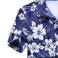 thumbnail image 2 of Defitshape Men's Hawaiian Shirt Short Sleeve Summer Aloha Beach Casual Shirts Vacation Button Down Plus Size Printed Print Hawaii Relaxed Fit Collared Lightweight Tropical Holiday Navy 3X-Large, 2 of 3
