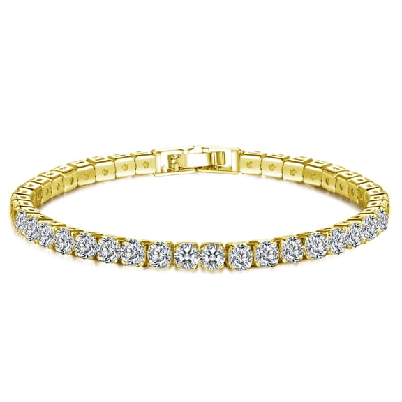 BAGZY Tennis Bracelets 18K Gold Plated Diamond AAA Cubic Zirconia Classic Tennis Slider Bracelet for Women Teen Girls Mom Daughter | Length 7.1''