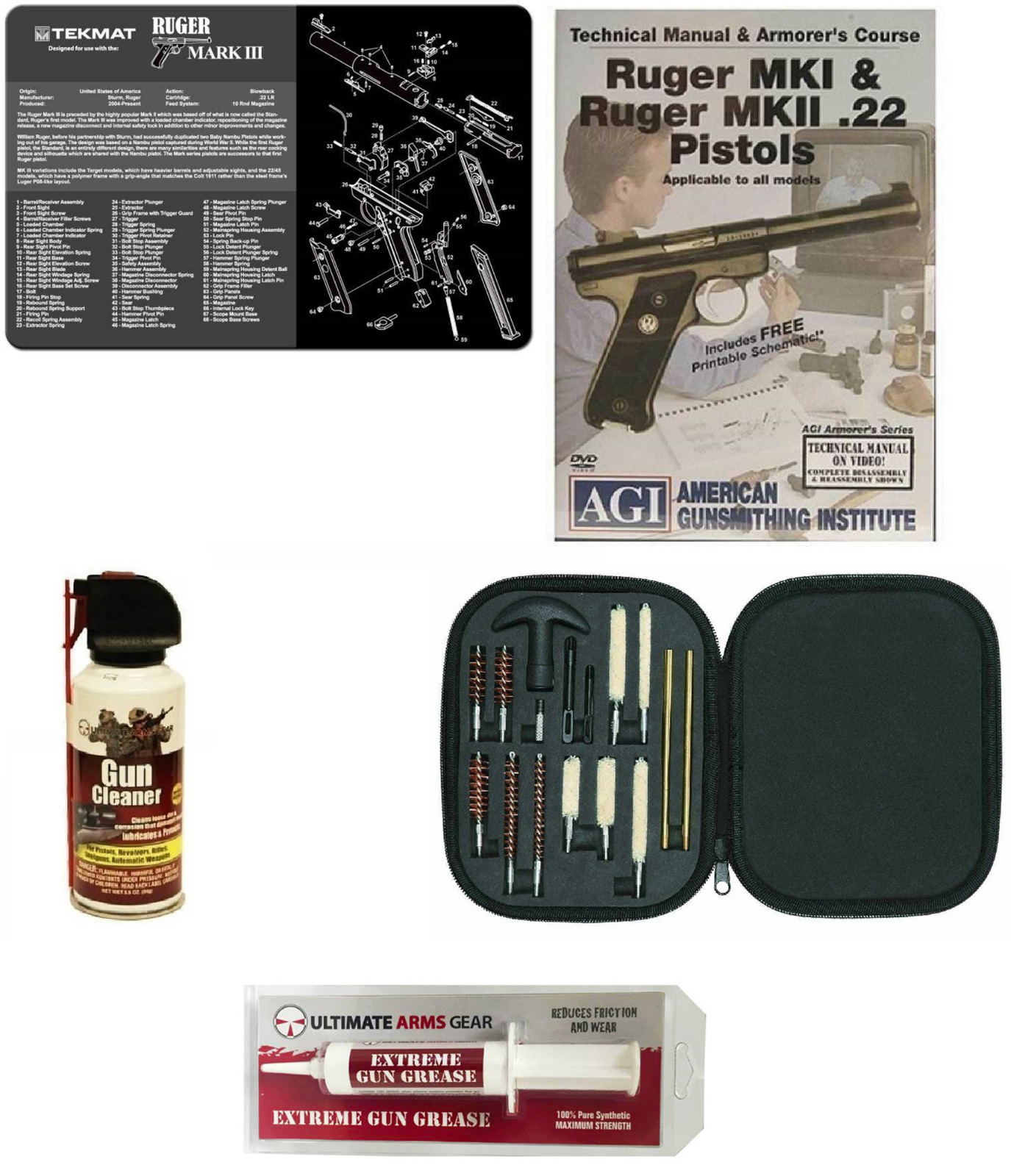 Ultimate Arms Gear Gunsmith Cleaning Gun Mat Ruger MK III Mark III 3 + Professional Cleaning Supplies Kit 17 pc Cleaning... by