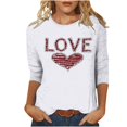 thumbnail image 2 of SOOMLON Valentines Day Tee Shirts Women Girl Friend Valentines Gift Comfy 3/4 Sleeve Crew Neck Tops Funny Heart Graphic Blouses Fashion Festival Outfits 2025 White 2XL, 2 of 4
