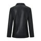 thumbnail image 5 of Chaqueta tipo camisa con botones a presión de piel sintética para mujer - Chaqueta motera de manga larga, material PU, informal/moda - Tallas S-XXL, 5 of 5