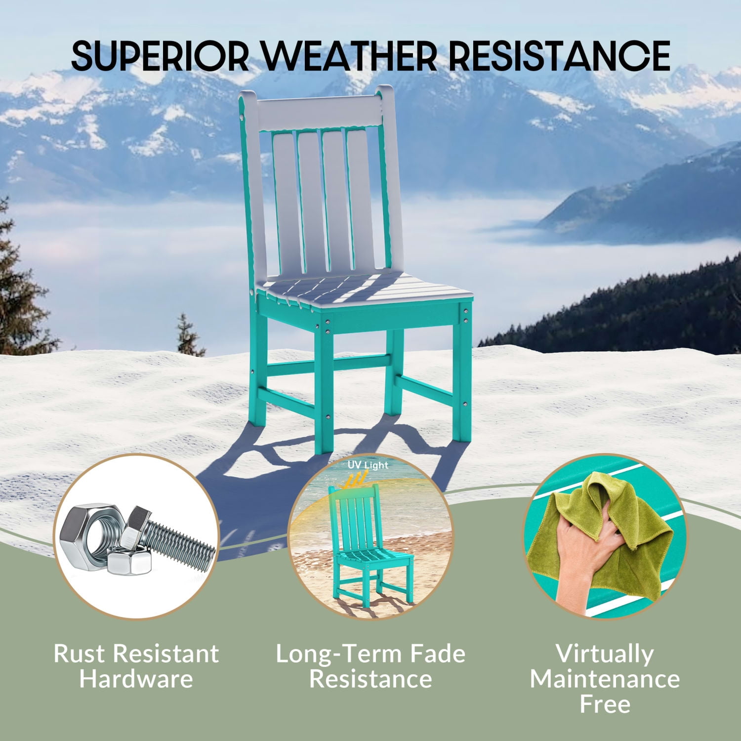 WestinTrends Malibu Outdoor Patio Dining Chair, Turquoise