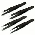 thumbnail image 4 of 4-pcs Stainless Steel Eyebrow Tweezers Set for Women Travel&Home Kit,Professional Hair Pluckers Professional Eyebrow Shaping Beauty Kit Black, 4 of 8
