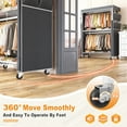 thumbnail image 6 of 445LBS Heavy Duty Rolling Clothes Rack with Cover, Rolling Garment Rack for Hanging Clothes with Shelves, Portable Wardrobe Closets with Adjustable Shelving and Double Rods, White, 6 of 8