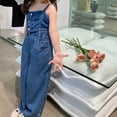 thumbnail image 4 of LNMQLPDBS Toddler Girl Short Sets Spaghetti Straps Bowknot Denim Crop Top + Layered Ruffle Trim Denim Skirts 2pcs Outfits Summer Stylish Vest Set Baby Clothes for Girls for Vacation Party and Photo, 4 of 5