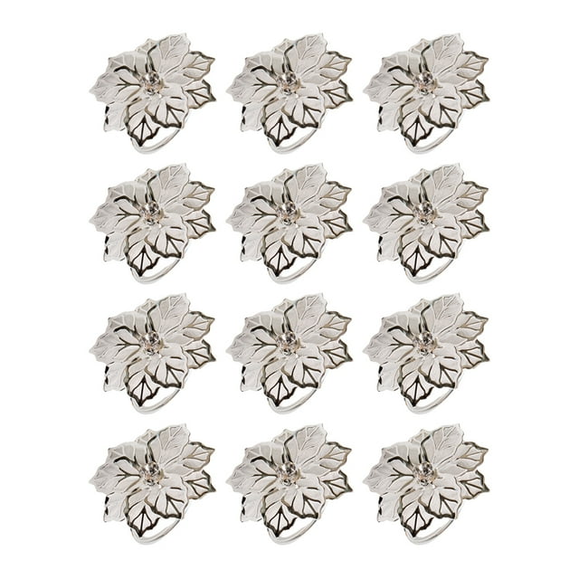 Yuarrent Paquete de 12 servilleteros de metal con borde para un servicio prolongado Clubes de vida y decoraciones familiares de plata Type3 NO3
