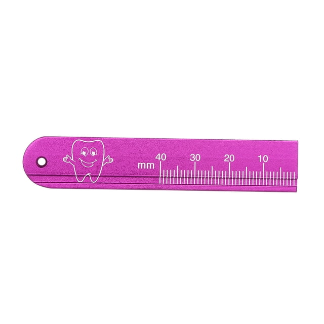 Regla de Medición Dental de Aleación de Aluminio, Herramienta de Laboratorio Odontológico en Color Morado, Precisión y Durabilidad Garantizadas
