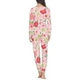 thumbnail image 3 of Renewold Women's Soft Long Sleeve Pajamas Set Pink Flower Ribbons Print Top and Pants Pjs Fall Winter Vacation Lounge Sleepwear Sets with Pockets Size 6XL, 3 of 5