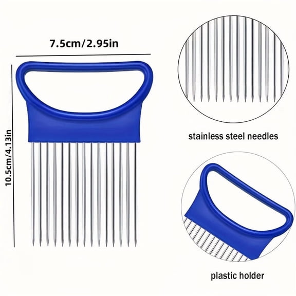 Vegetable Slicer Onion Holder, Ergonomic Non-Slip Cutting Guide for Even Slices & Kitchen Prep