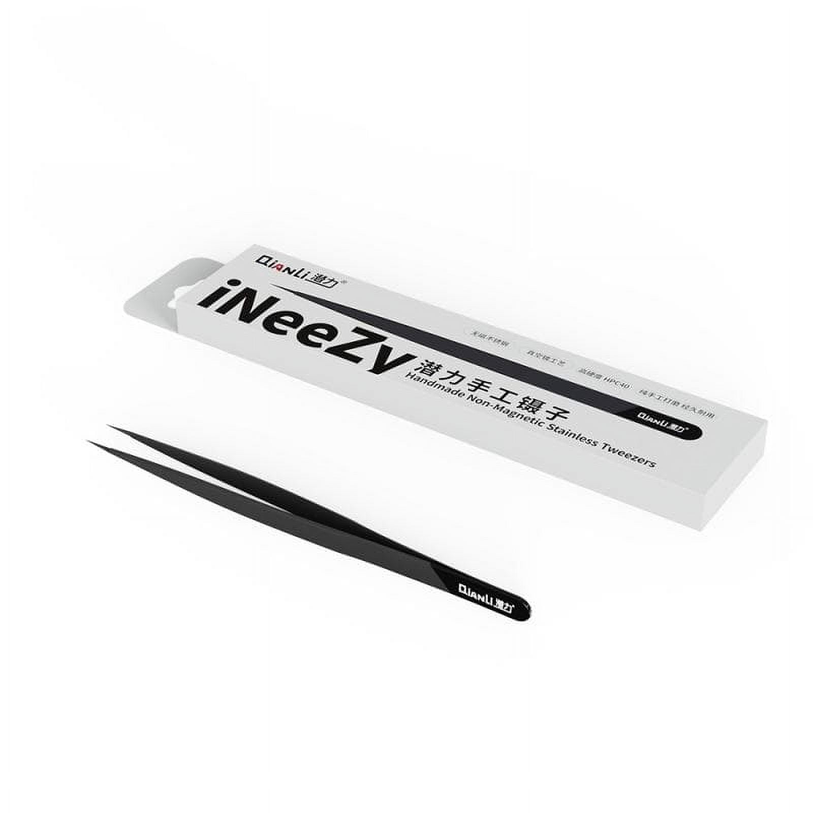 Replacement iNeeZy Handmade Non-Magnetic Stainless Tweezers (Black - Thin) (Qianli)