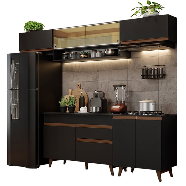 Madesa Gabinete de Cocina Integral Completa 260 cm Reims Negro11