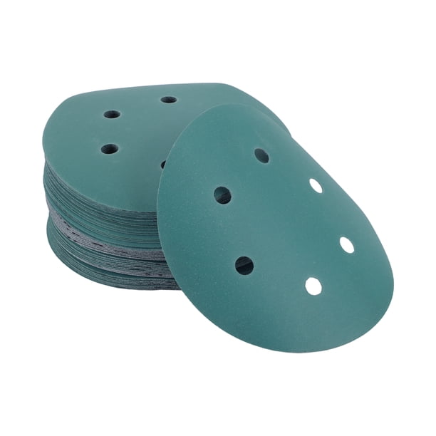 Discos de Lijado para Automóviles de Madera Unique Bargains 50 Pcs Lijado Suave con Gancho y Bucle para Trabajos en Madera, Acabado Automotriz 5.91" 7 Agujeros 600 Grano Azul Alúmina de Zirconio