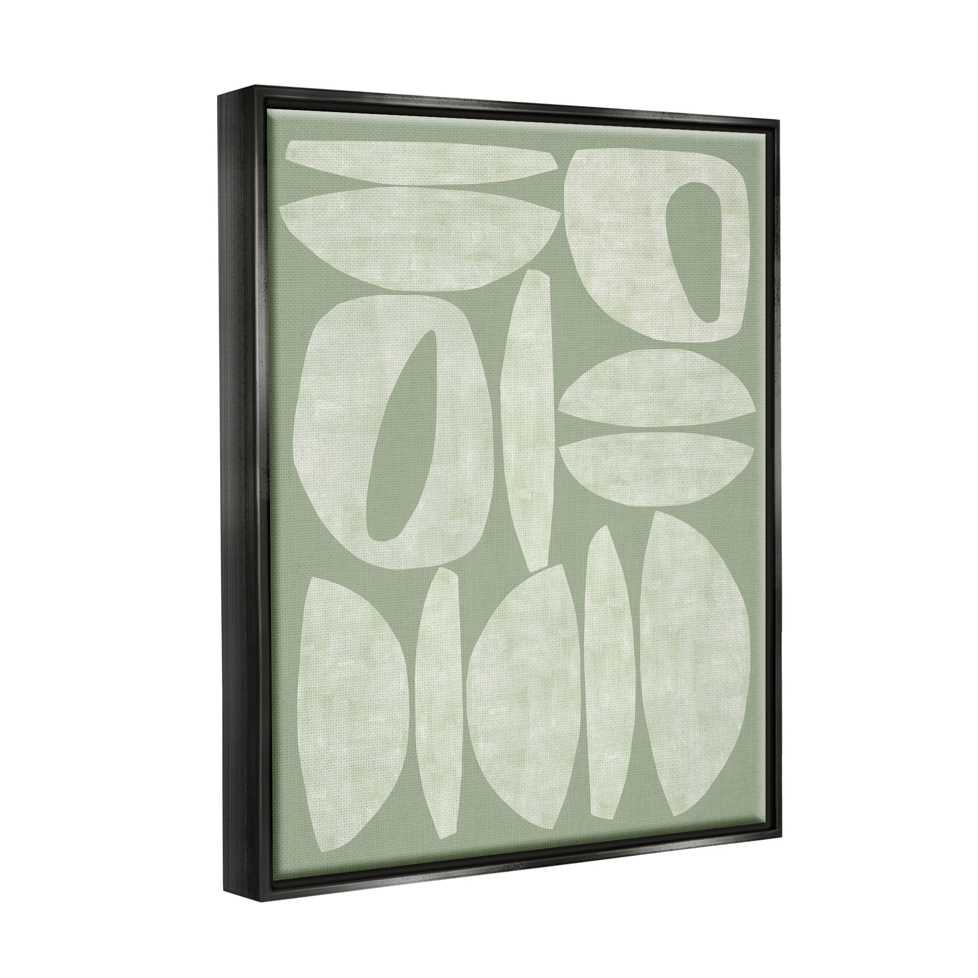 Stupell Industries Green Contemporary Shapes Abstract Painting Black Floater Framed Canvas Art Print Wall Art, 17 x 21