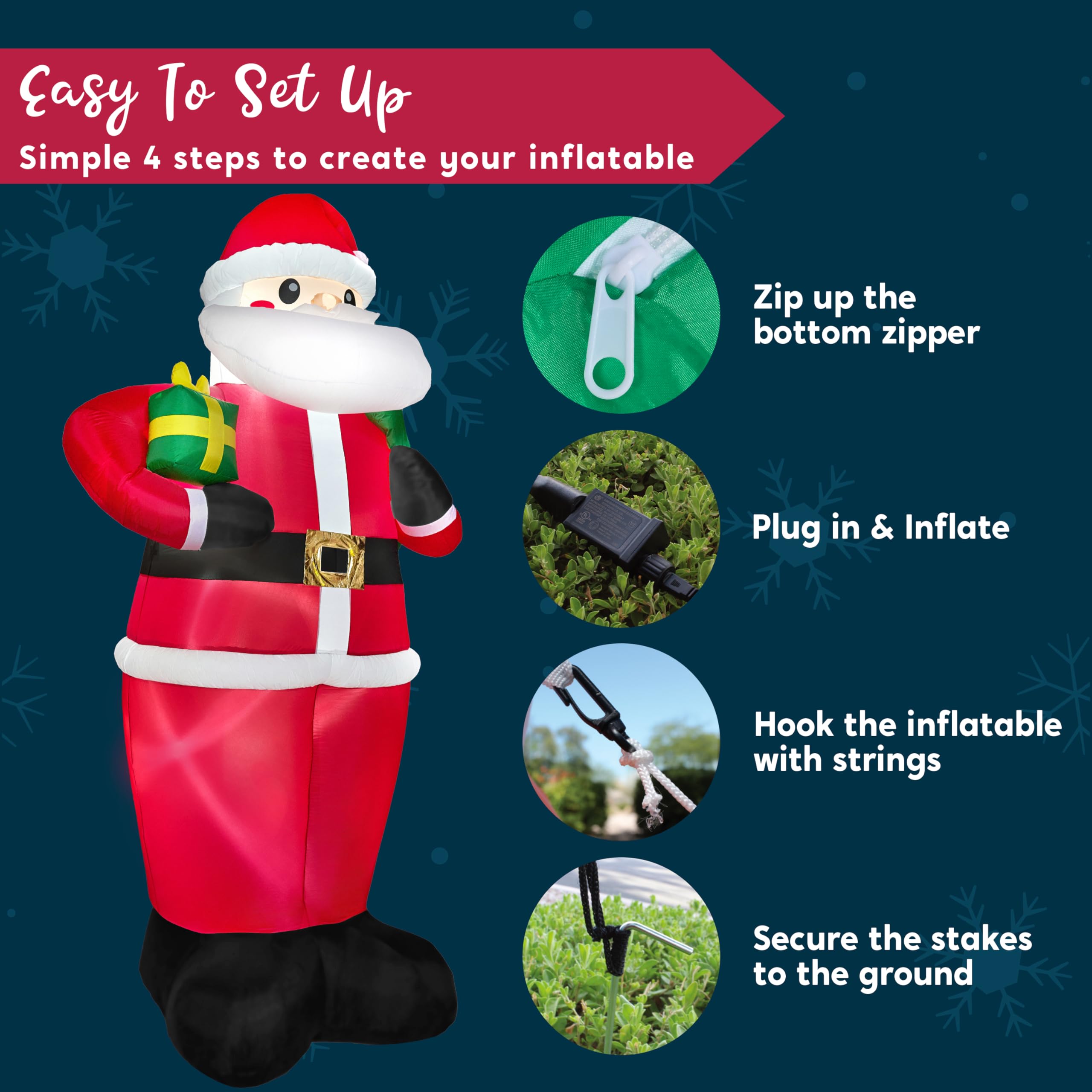 Joyfy 12 Ft Tall Giant Christmas Inflatable Santa with Gifts photo 6