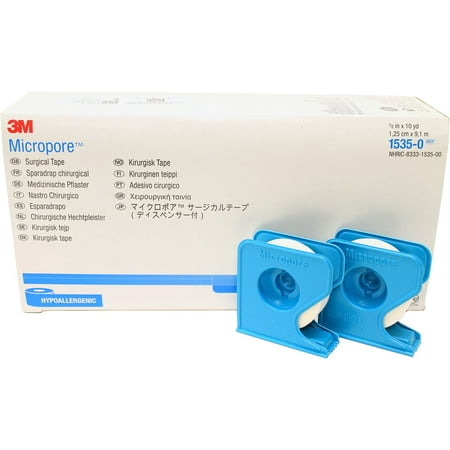 2-Pack 3M 1535-0 Micropore Surgical Tape with Dispenser 1/2 in. (Set of 2)