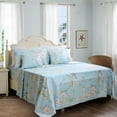 thumbnail image 3 of LANPEI Floral Bedding Shabby Blue Bird Print Bed Sheet Set Luxury Bedding Collections 800 Thread Count 100% Egyptian Cotton Deep Pocket, 4 Piece-Twin XL Size, 3 of 7