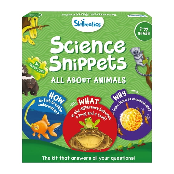Skillmatics Science Snippets, All About Animals, Early Learning Flash Cards, Ages 7 , One Size