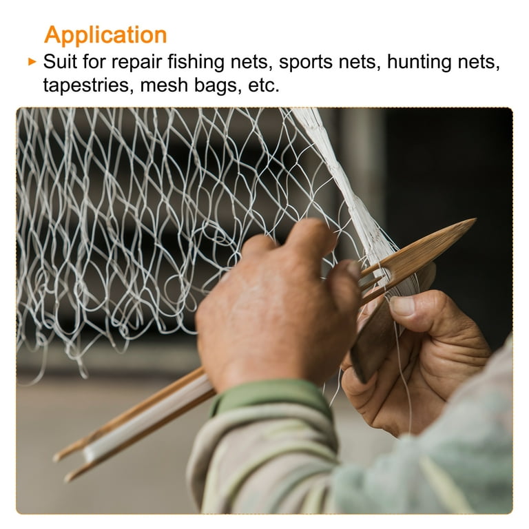 Uxcell 10#Bamboo Netting Needle Shuttle Fishing Net Repair Line Mending Tool, Size: 330x30x6mm, Beige