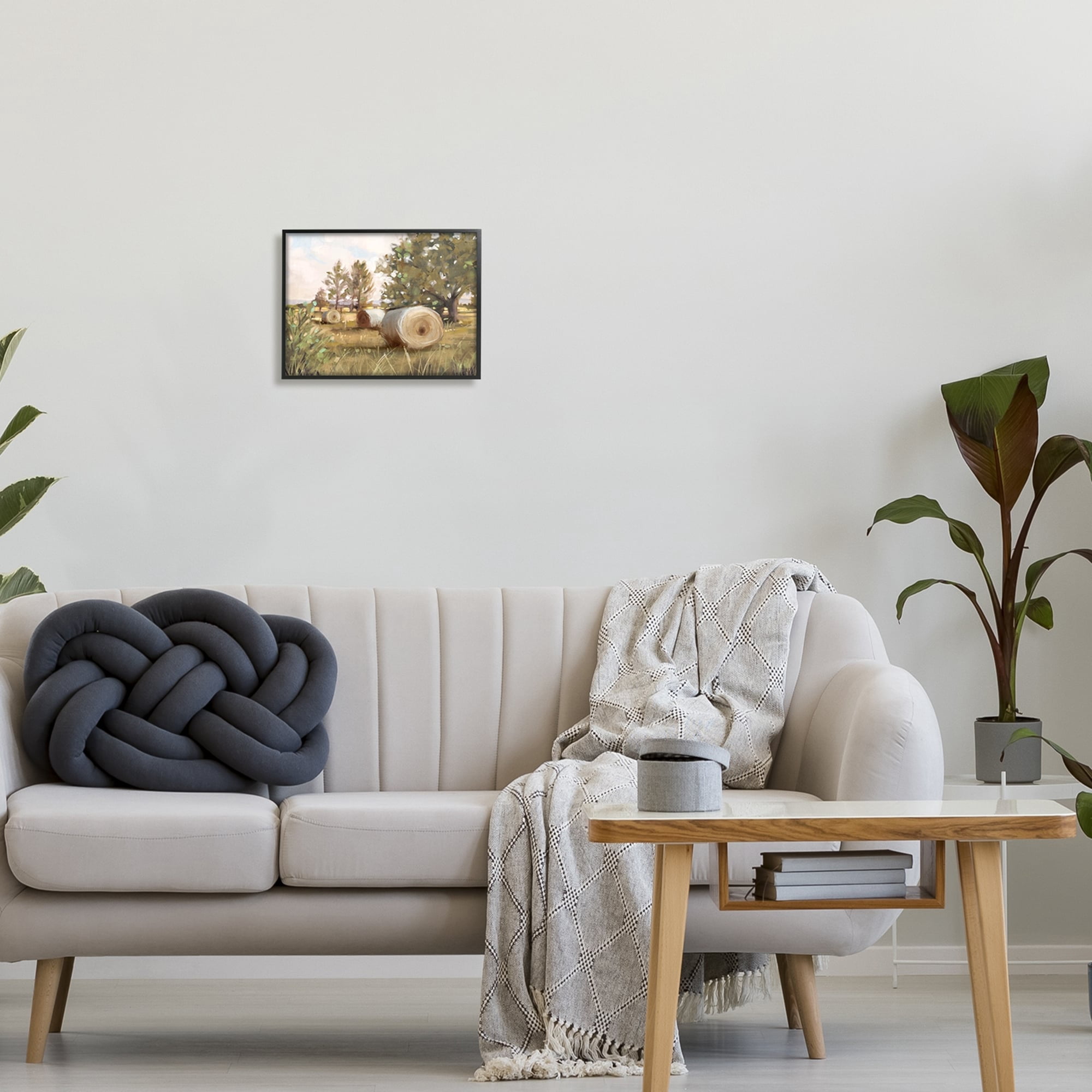 Stupell Industries Rural Hay Bales Farm Landscape Landscape Painting White Framed Art Print Wall Art