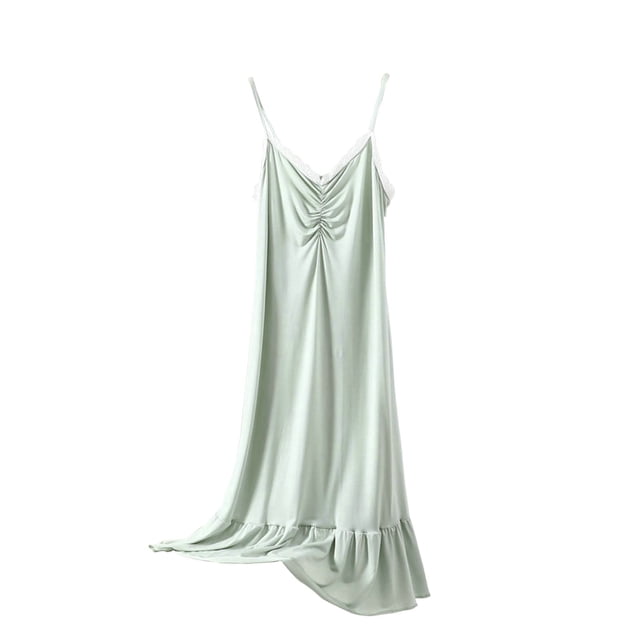 Tranfacy Chemises de Nuit pour Femmes, Chemises de Nuit Grande Taille pour Femmes, Robe de Nuit Décontractée et à la Mode pour Femmes, Couleur Unie, Col Rond Grand