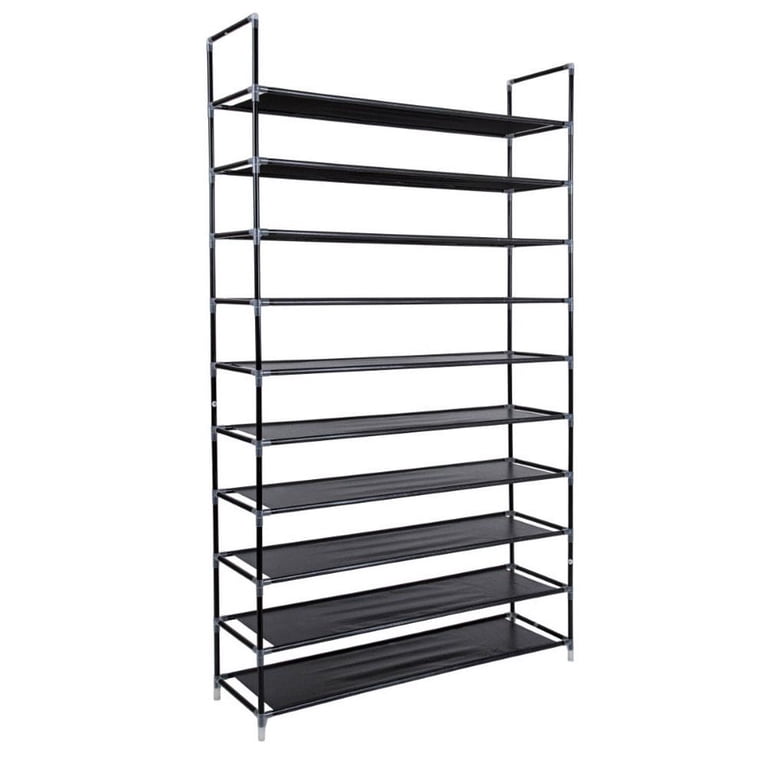 Ktaxon 10-Tier Shoe Rack, Holds 50 Pairs, Black Finish, Space