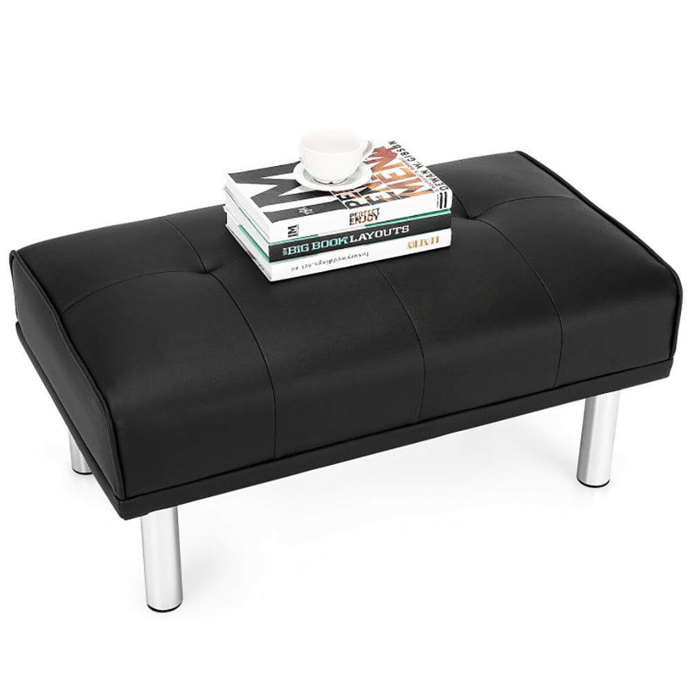 Finihen Modern Tufted Ottoman Bench, Rectangular Footstool, Rectangle Tufted Ottoman with Stainless Steel Legs, for Living Room, Bedroom, Black Finihen Modern Tufted Ottoman Bench, Rectangular Footstool, Rectangle Tufted Ottoman with Stainless Steel Legs, for Living Room, Bedroom, Black