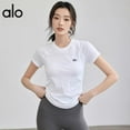 thumbnail image 2 of A-L-O YOGA Quick-Dry Yoga Shirt for Women Running Workout Shirts New Sports Fitness Running Training Breathable Tight T-Shirt, 2 of 5