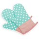 thumbnail image 1 of Juego de 2 Guantes de Cocina MACHAO Algodón Resistentes al Calor Azul Punteado, 1 of 4
