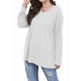thumbnail image 3 of Womens Tops Long Sleeve V Neck Casual Tunic Tops Basic Shirts Loose Fit Blouse White XXL, 3 of 7