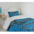 thumbnail image 4 of Ambesonne Dragon Quilted Bedspread Set 2 Pcs, Year of the Dragon, Twin Size, Blue Black White, 4 of 6
