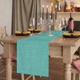 thumbnail image 2 of Vintage Teal Green Burlap Cotton Table Runner 13x36 Inches Short, Farmhouse Retro Solid Color Linen Texture Farmhouse Table Runners, Outdoor Dining Tablecloths Decor for Baby Shower/Party/Wedding, 2 of 8