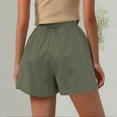 thumbnail image 4 of Women Shorts Summer Solid Wide Leg Mid Thigh Shorts with Pocket Casual Beach Shorts Breathable Lightweight Home Wear Women Running Shorts Army Green L, 4 of 5
