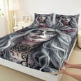 thumbnail image 3 of jejeloiu Gothic Horror Art Bed Sheets,Dark Aesthetic King Sheets,Spooky Halloween Sheet Set For Girls Boys,Luxury Bedroom Decor,4-Piece, 3 of 7