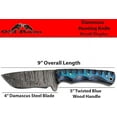 thumbnail image 3 of Old Ram Damascus Skinner Knife with Leather Sheath - 9" Twisted Blue Wood Hunting Knife, 3 of 5