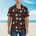 thumbnail image 2 of Balery Plaid Snowflakes Festive Camisas hawaianas de manga corta para hombre, camisas playeras de corte holgado, camisas de vacaciones con botones,X-Large, 2 of 7
