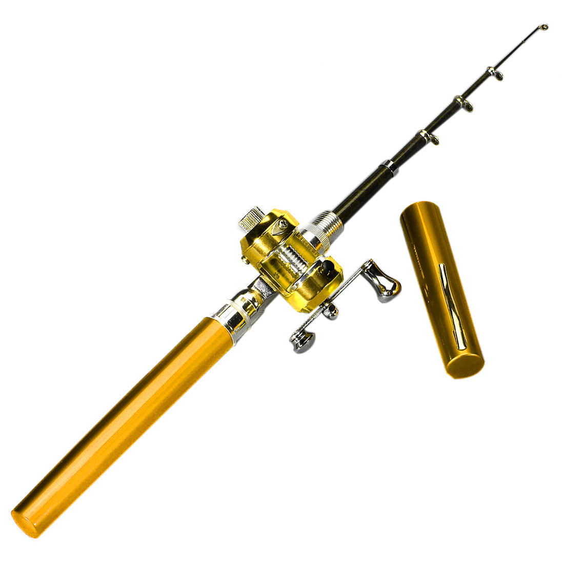 Portable Mini Pocket Telescopic Fish Pen Aluminum Alloy Fishing Rod Pole Reel 