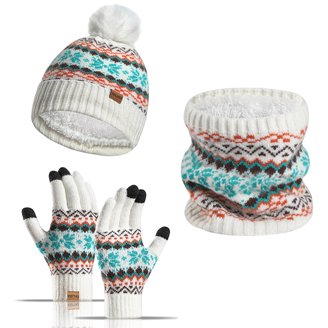 6594 Women\'s Winter Beanie Scarf Glovess Set 3 In 1- Warm Fleece Lined Knit Generic 3 Pcs Winter Hat Scarf and Gloves Set for Women Warm  main image 3