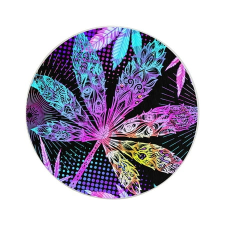 

Circular Drink Coasters Set Blue Purple Marijuana Weed On Black Beautiful Home Decor Diatomite Heat-Resistant Diatomite Protect Table Countertop